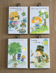 Lot 4 Vintage Norcross Cartoon Wall Plaques 1970s Grandmacore Cottagecore Retro