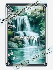 Waterfall Metal Tin Sign Forest Stream serenity nature home decor sale