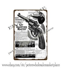 1934 Shooting Master revolver hunting firearm metal tin sign gun shop huntergun