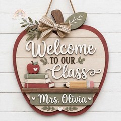 Custom Teacher Welcome Door Sign, Back to School Gift, Name Sign