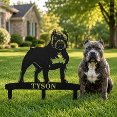 Personalized American Bully Garden Metal Sign With Stakes. Custom Dog Name Gift
