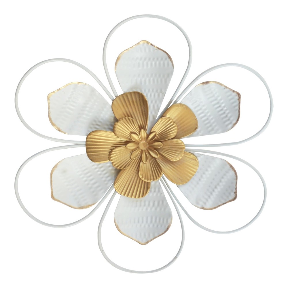 Metal flower wall decor, white iron wall art hanging decoration, rural modern…