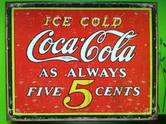 NEW Ice Cold Coca Cola Always 5ç TIN SIGN 12.5″W x 16″H 31.7cm X 40.6cm. 1471