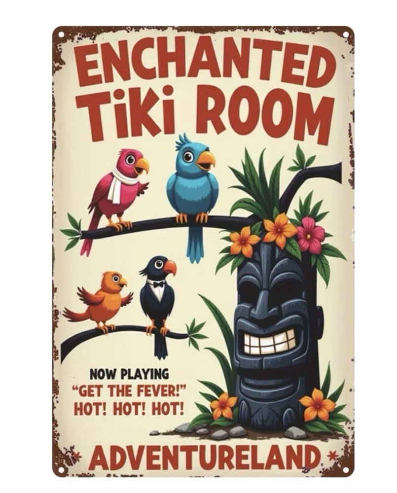 NWT-Enchanted Tiki Room 8”x12” Vintage Look Metal Sign