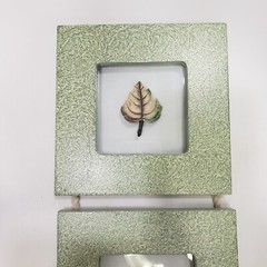 Botanical Wall Art Green 3D Leaf Nature Trio Frame 21″ Vertical Hanging Decor