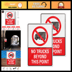 2 PCS No Trucks Beyond This Point Sign – 10×14 Inch Reflective Aluminum, Waterpr