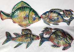 Metal Fish Hanging Wall Art In Door Out Door Set Of 4 (1) 16″ (3) 14″