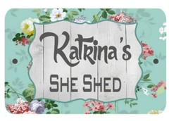 Personalized She Shed Wood Print Sign 8″ x 12″ Aluminum Door Wreath Teal Floral