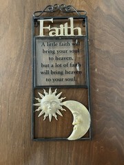 Metal Glass Celestial Sun Moon Wall Art Hanging Decor Faith Crescent Face 14×6