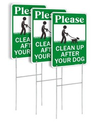Metal Clean Up After Your Dog Signs with H-stakes, 12″×8″ Aluminum Sign, Fade…