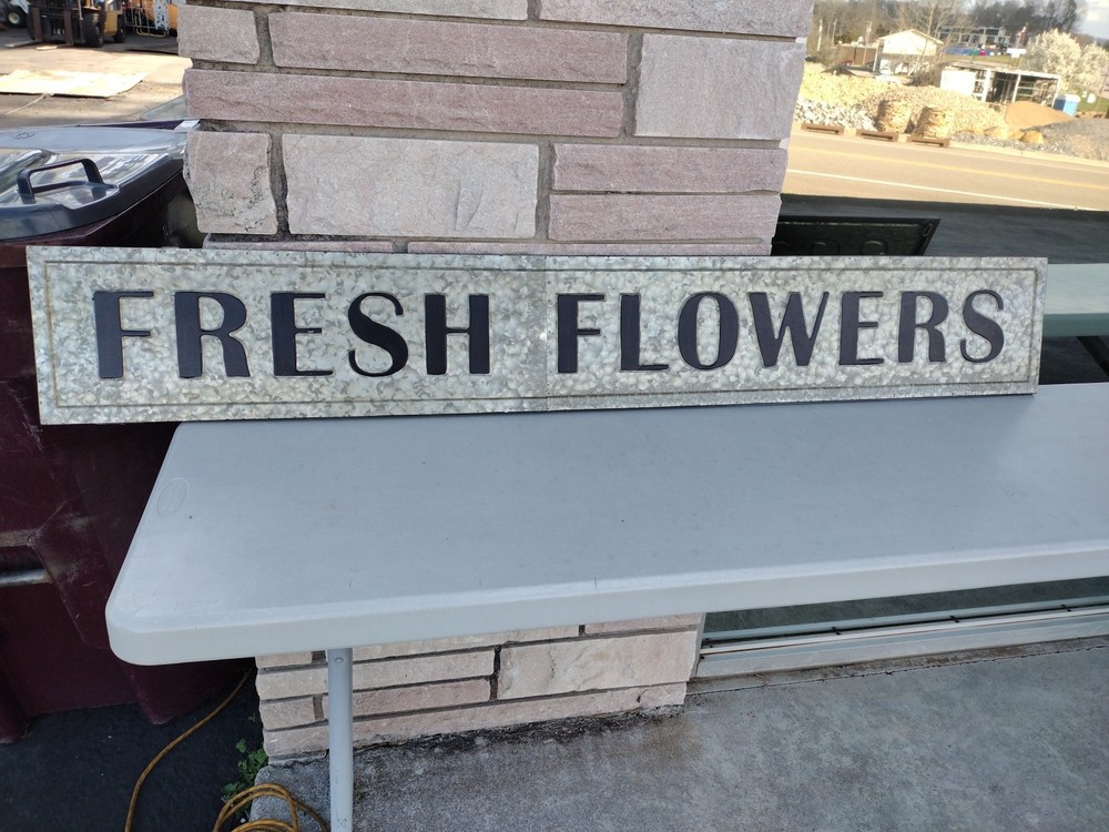 Vintage Style TIN SIGN Fresh Flowers Kitchen Cottage Farm Farmhouse Sign