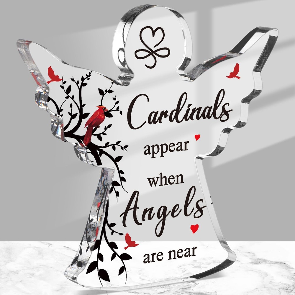 Acrylic Angel Red Cardinal Memorial Gift Sympathy Bereavement Loss Remembrance