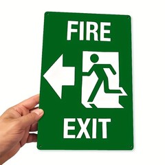 Standard Green Metal Fire Exit Sign Industrial Workshop Wall Hanging
