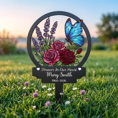 Custom Butterfly Memorial Garden Stake Metal Grave Marker Sympathy Gift Decor