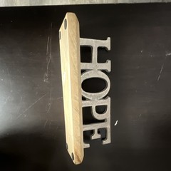 Freestanding HOPE Letter Sign Wood Base Metal Letters Rustic Home Decor Small