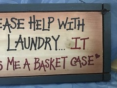 LAUNDRY THEME HOME DECOR WOOD SIGN 5.5 X12X 5/8″ “PLEASE HELP WITH LAUNDRY”