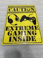 Caution Extreme Gaming Inside Metal Sign Game Room Decor 8.25” X 11.5”