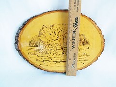 Bear in River Wood Burned Wall Plaque 9.5 X 6.5″ Handmade Pizazz Creations