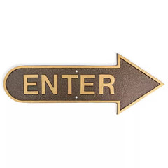 6″ X 15.5″ Right Arrow Enter Statement Plaque Sign-Hammered Bronze