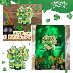 St. Patrick’s Day Outdoor Decorations Happy Patrick’s Day Door Sign Wooden Ir…