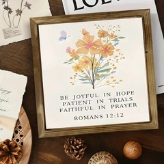 Be Joyful In Hope Romans 12 12 Watercolor Wildflower Butterfly Wooden Plaque