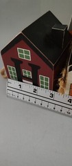 Harvest House Decor 4 Wooden Block Homes rope together Good Condition Vintage