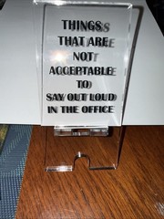 Things That Are Not Acceptable To Say Out Loud In The Office Desk Plaque