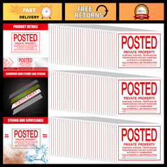 100 Pcs Reflective No Trespassing Signs – Weatherproof Metal Private Property 10