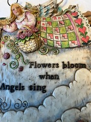 Vintage Jim Shore 2002 Garden Plaque Flowers Bloom When Angels Sing 7.5”X6”