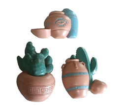 Home Interiors Burwood Southwest Wall Decor Vtg Lot of 3 Pots Cacti Desert U.S.A