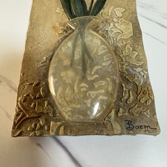 Vintage 90s Signed Boem Resin 3D Flowers in Vase Wall Art Plaque 9.5″ T Tulips ￼