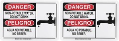 Bilingual Drinking Water Warning, 7×10 inches, 2-Pack