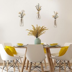 Pigort 3 Pieces Metal Flowers Wall Arts – Rustic Farmhouse Decor Beige