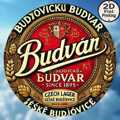 Vintage Budvar Beer Tin Metal Signs- 8×8 Inch Round Tin Sign with