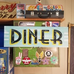 Hand Painted 50s Diner Sign Vintage Look Old Style Weathered Patina Mancave
