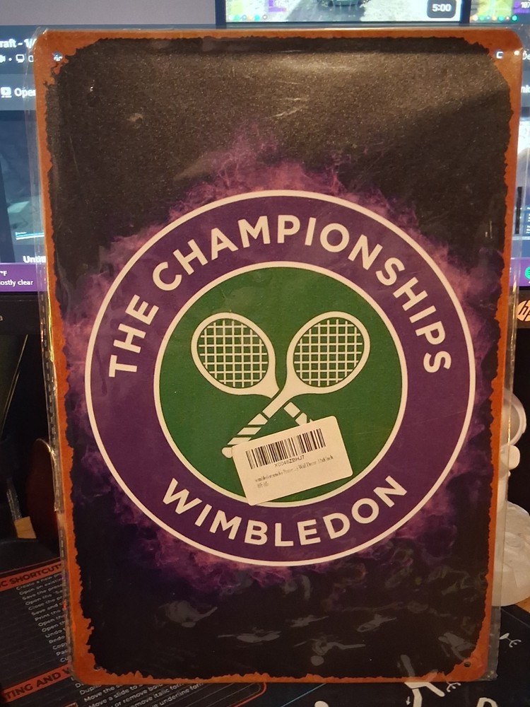 Wimbledon The Great Championships Grand Slam Tennis Fan Deco 12×8 Tin Metal Sign