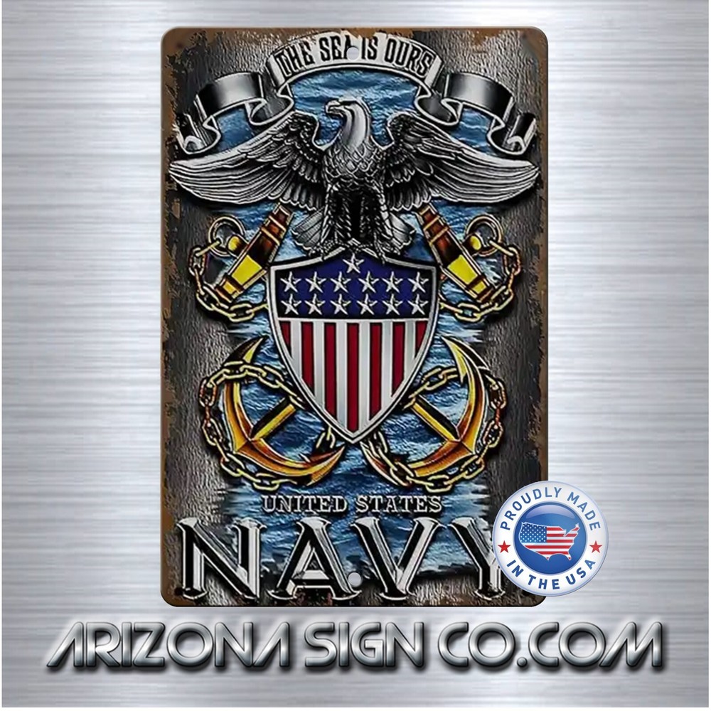 Vintage Look Reproduction Design UNITED STATES NAVY Aluminum Sign 8 x 12