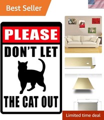 Charming Vintage Metal Tin Plaque – ‘Don’t Let The Cat Out’ 8×12 Inch Decor