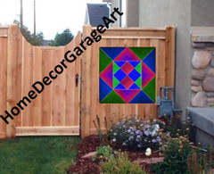 Barn Quilt Metal Sign, Squares & Triangles, Pennsylvania Dutch Amish Design