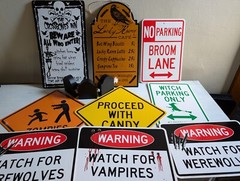 Lot Of 10 Halloween Party Decor – 9 Signs (Many Double Sided) + Tombstones