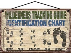 Vintage Style Bigfoot Themed Sign Wilderness Tracking Guide Identification Chart