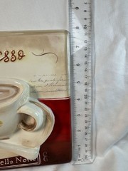 3D Ceramic Wall Plaque Espresso Caffè Della Notte 8×8 Inches Beige & Red Decor