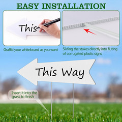 Directional Arrow Signs with Stakes, 4 Pack Blank Yard Signs 17 X 6 Inches Cust