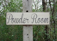 Powder Room Primitive Wood Sign, Distressed Bathroom Sign, Antiqued Signs