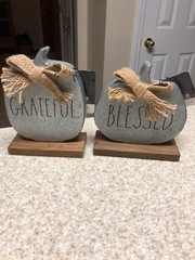 Rae Dunn GRATEFUL BLESSED Pumpkins Galvanized tin Home Decoration Farmhouse