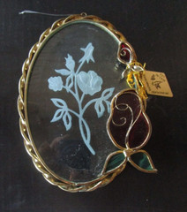 Gold Plated 24K, Twisted Frame, Austrian Crystal Etched Rose