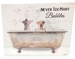Dogs in Bathtub Bubbles Block Sign Claw Foot White Golden Retriever Pet Pup NEW