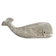 SAGUZOU Rustic Wooden Whale Tabletop Statue, Rustic Decorative Whale Figurine