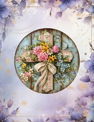 Easter~ Floral Cross~ 10 inch~ Metal~ Round ~ Sign~ FREE ship~ CHOICE~ Gifts