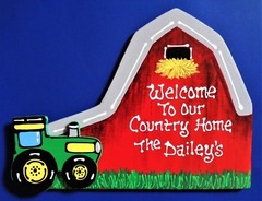 Personalize BARN FARM TRACTOR Country Home SIGN Name WALL Door WELCOME PLAQUE